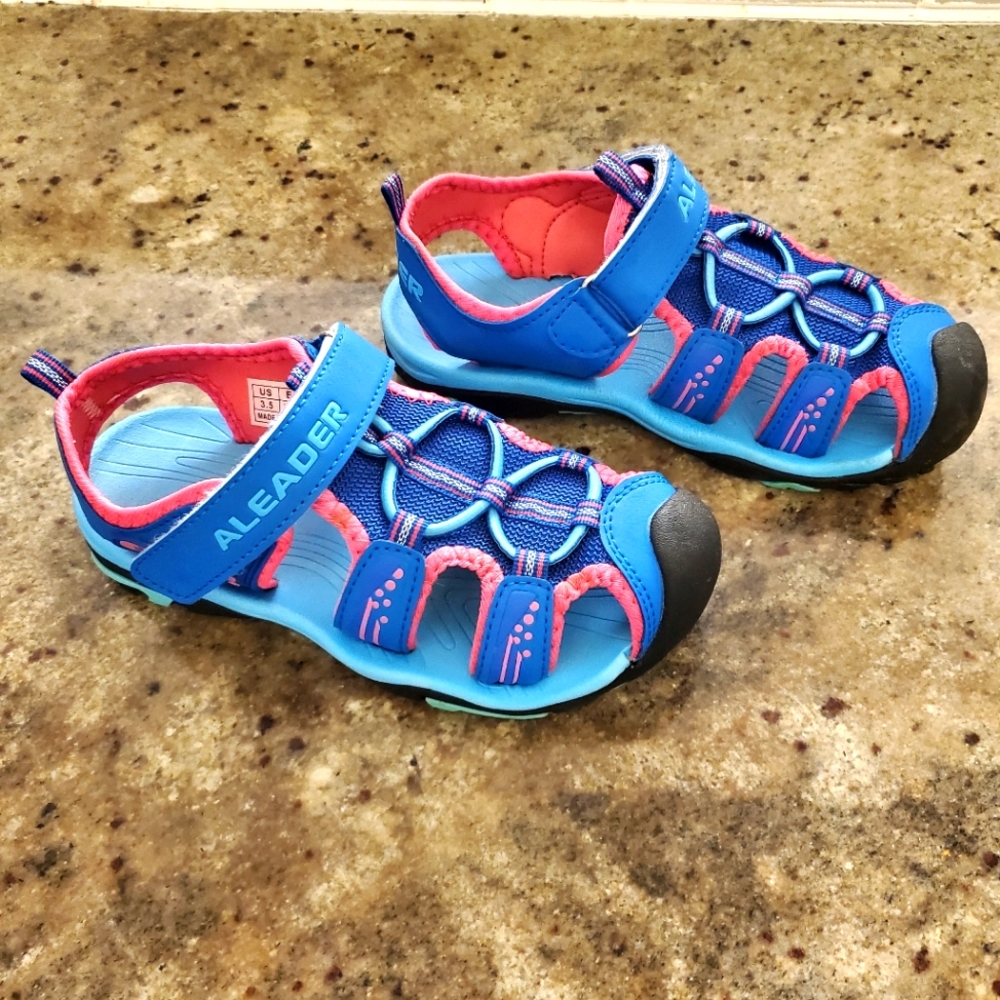 Aleader Blue Pink Girl Big Kid Outdoor Athletic Water Sandals‎ SZ 3.5